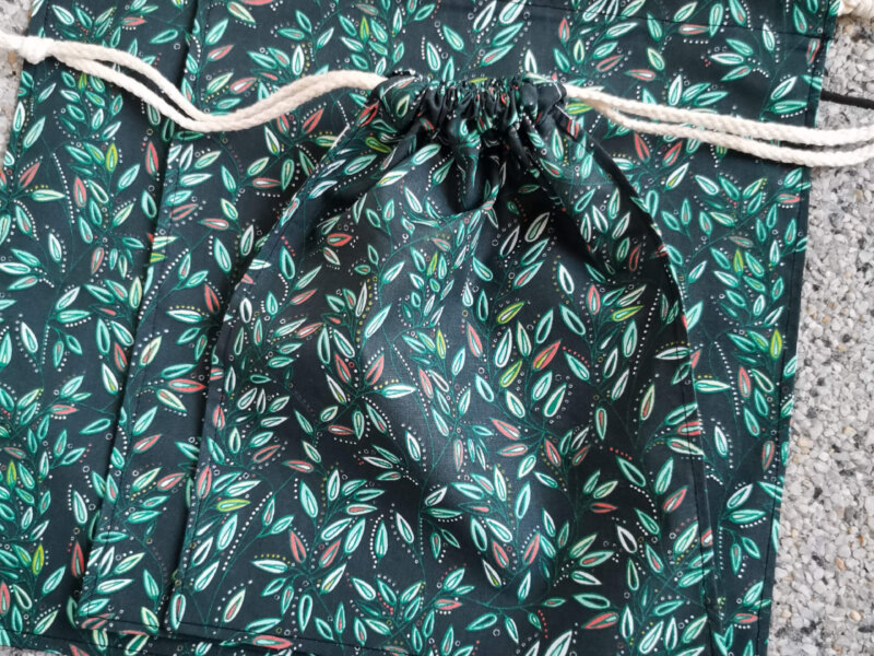 Lot de 3 sacs à vrac en coton vert, sac à vrac, sac zéro déchets , produits zéro déchets, sac à vrac en lot, sac à légume, sac à fruits, sac en coton, saruimagine
