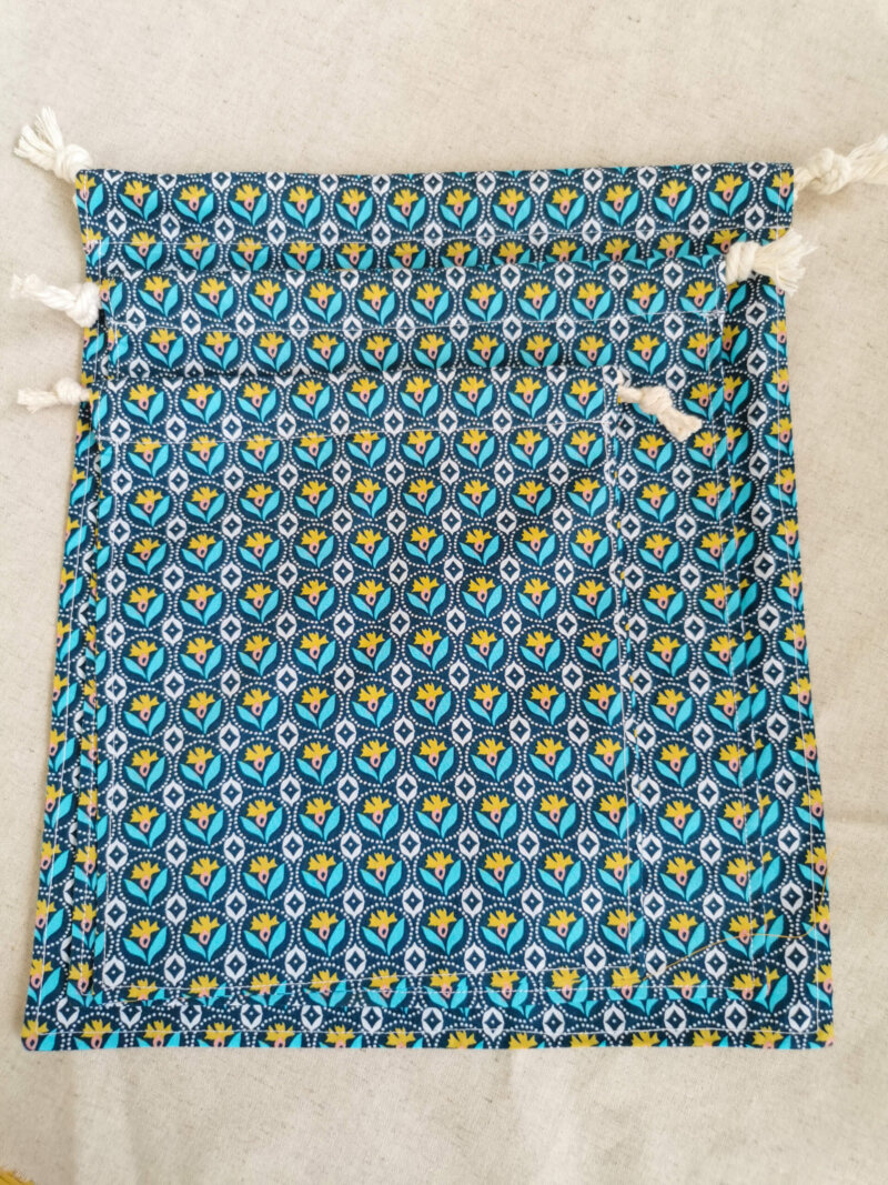 Lot de 3 sacs à vrac bleu, sac à vrac, sac zéro déchets , produits zéro déchets, sac à vrac en lot, sac à légumes, sac à fruits, sac en coton, saruimagine