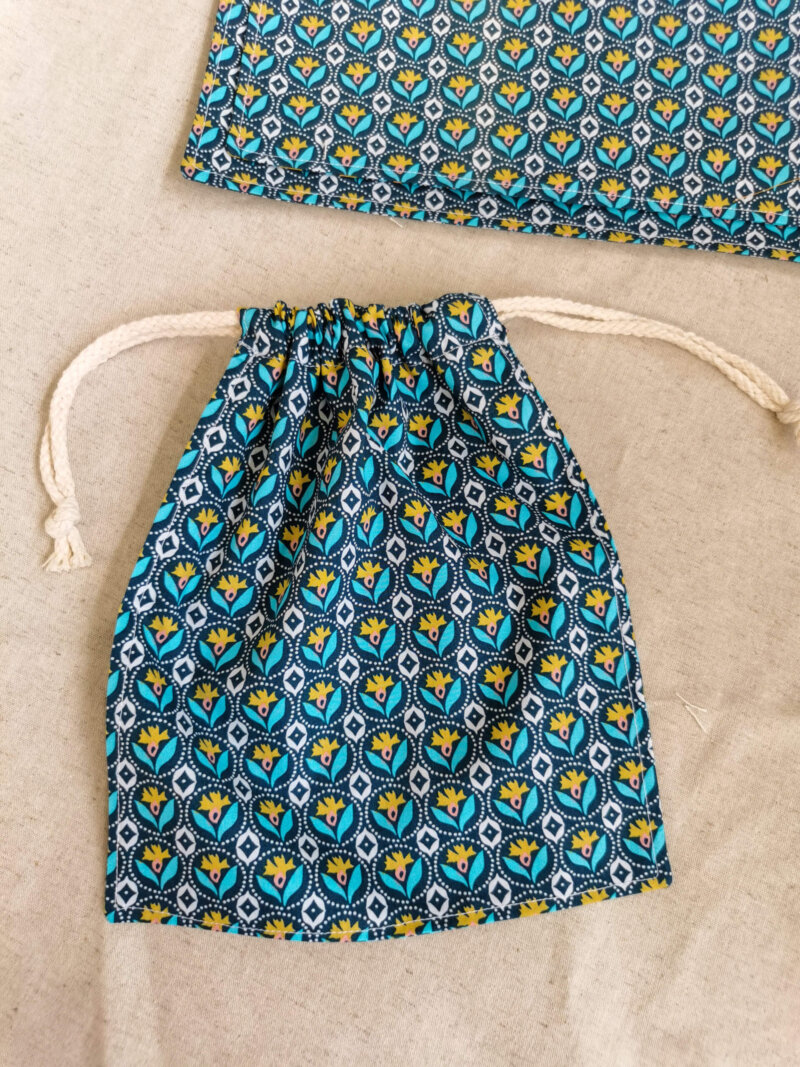 Lot de 3 sacs à vrac bleu, sac à vrac, sac zéro déchets , produits zéro déchets, sac à vrac en lot, sac à légumes, sac à fruits, sac en coton, saruimagine