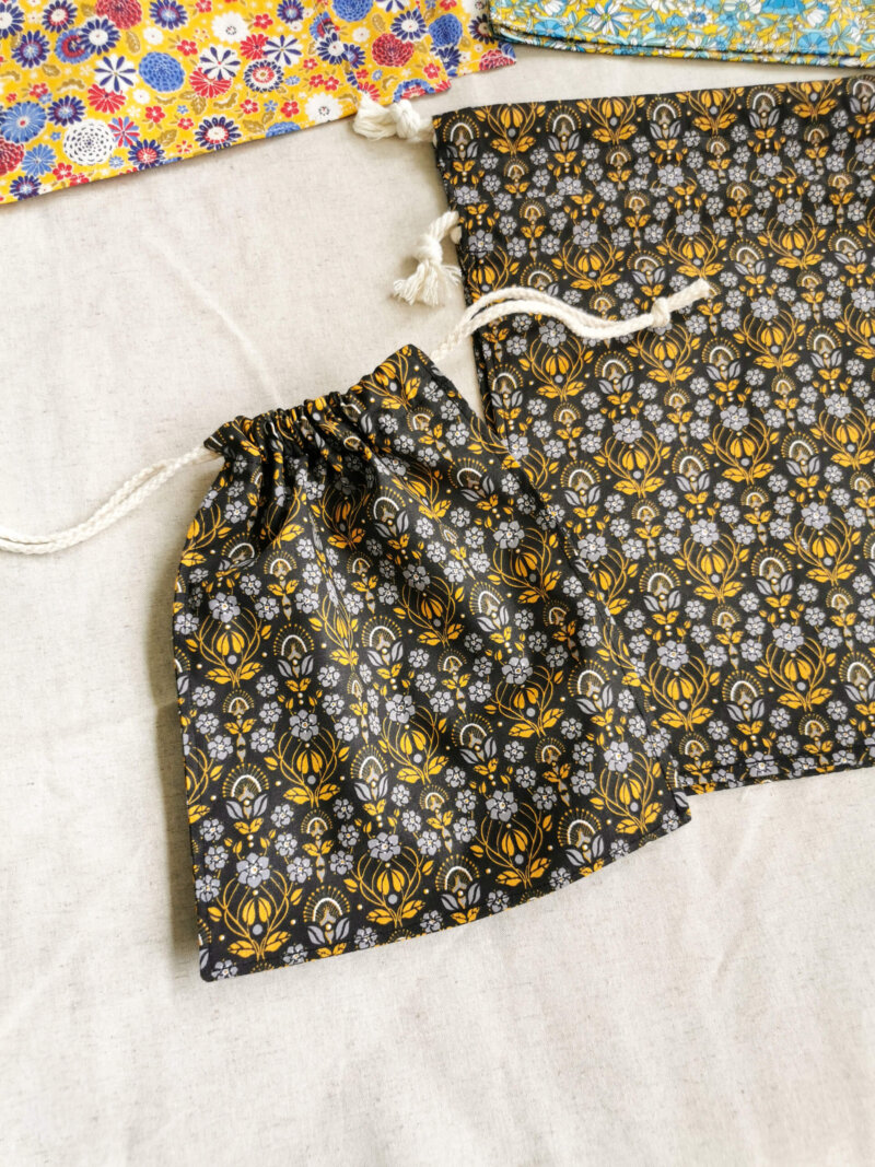 Lot de 3 sacs à vrac noir, Lot de 3 sacs à vrac bleu, sac à vrac, sac zéro déchets , produits zéro déchets, sac à vrac en lot, sac à légumes, sac à fruits, sac en coton, saruimagine