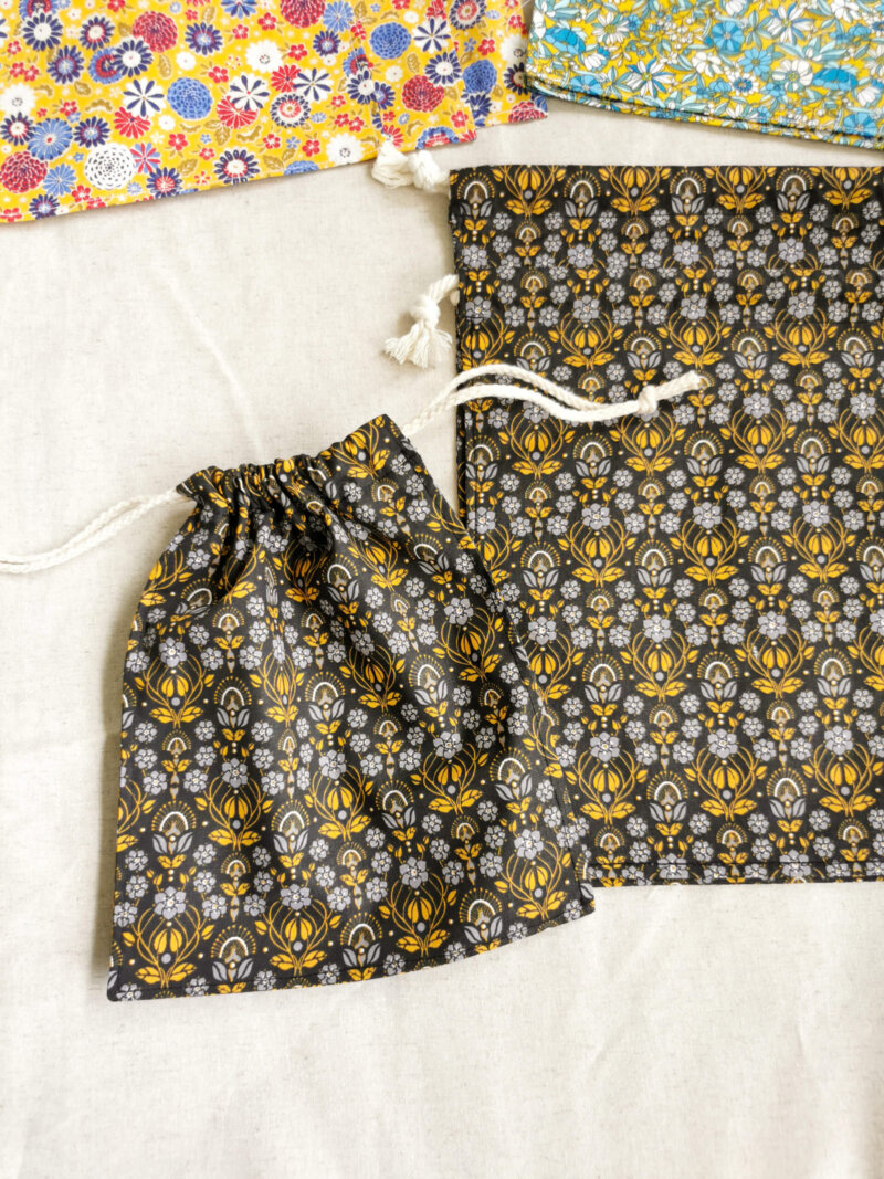 Lot de 3 sacs à vrac noir, Lot de 3 sacs à vrac bleu, sac à vrac, sac zéro déchets , produits zéro déchets, sac à vrac en lot, sac à légumes, sac à fruits, sac en coton, saruimagine