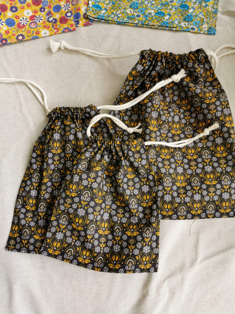 Lot de 3 sacs à vrac noir, Lot de 3 sacs à vrac bleu, sac à vrac, sac zéro déchets , produits zéro déchets, sac à vrac en lot, sac à légumes, sac à fruits, sac en coton, saruimagine