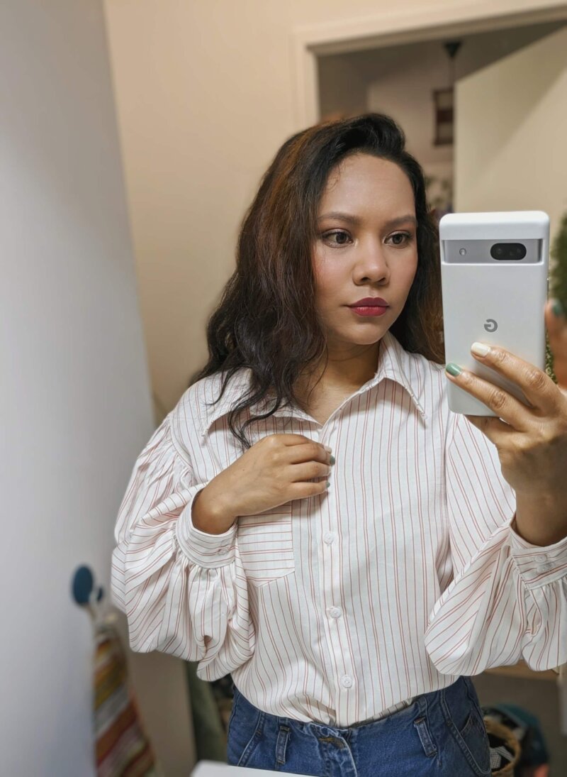 Chemise classique avec les manches bouffantes, chemise faite main, chemise unique, saruimagine, vêtement fait main, slow fashion, chemise en viscose